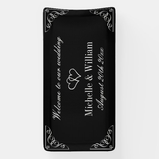白黒結婚へようこそエレガント 横断幕 (縦)