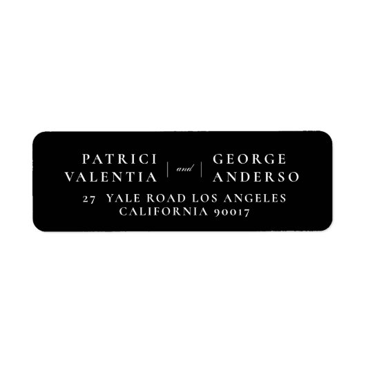 白黒結婚エンベロープ差出人住所ラベル ラベル (正面)