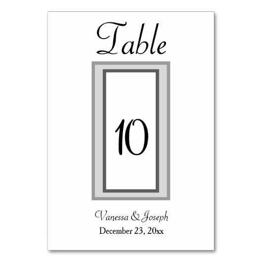 白黒結婚シルバーのテーブル番号カード テーブルナンバー (裏面)