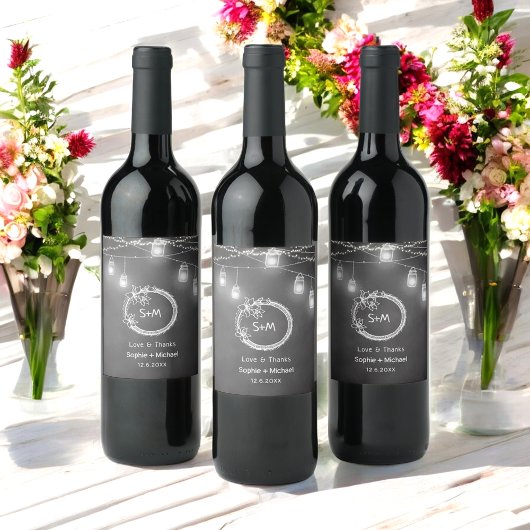 白黒結婚ズカルボードメイソンジャー ワインラベル