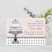 白黒結婚ズケーキ，水玉模様ブライダルシャワー 招待状 (スタンド正面)