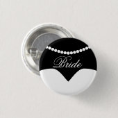 白黒結婚ズドレスパールネックレスブライド 缶バッジ (正面&裏面)