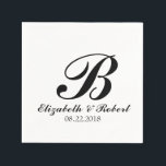 白黒結婚ズモノグラムナプキンス スタンダードカクテルナプキン<br><div class="desc">結婚式カスタムと関連パーソナライズされたイベントのためのモノグラム紙ナプキン。新郎新婦の名前、日付、イニシャルなど好きなもの結婚で、このエレガントなウェディングアクセサリーをパーソナライズ。白い背景シンプルにエレガント黒いスクリプト文字を付ける。</div>