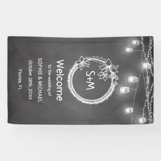 白黒結婚ズ素朴カルボードメイソンジャー 横断幕 (横)