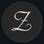 白黒結婚ズZモノグラムステッカー ラウンドシール<br><div class="desc">このステッカーはエレガントZモノグラムを使う。素晴らし結婚式の引き出物等</div>