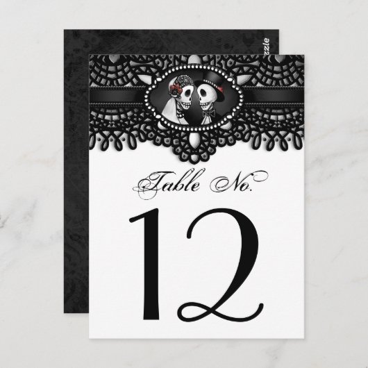 白黒結婚ハロウィーンのスケルトン表No ポストカード (正面/裏面)