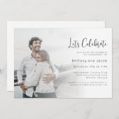 白黒結婚フォト婚約パーティ 招待状 (正面/裏面)