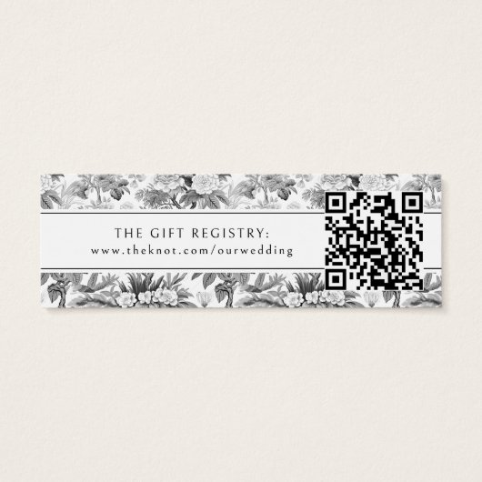 白黒結婚フラワーのQRレジストリ挿入カード (裏面)