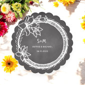 白黒結婚フローラ紙コースター ペーパーコースター