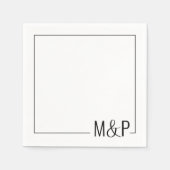 白黒結婚ミニマルクラシック スタンダードカクテルナプキン (正面)