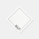 白黒結婚ミニマルクラシック スタンダードカクテルナプキン (角)