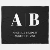 白黒結婚モノグラム フリースブランケット (正面(横))