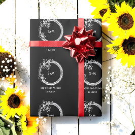 白黒結婚モノグラム ラッピングペーパー