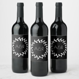 白黒結婚リース飲料用ラベルセット ワインラベル