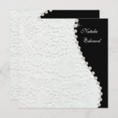 白黒結婚ヴィンテージパターン招待状 招待状 (正面/裏面)
