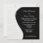 白黒結婚ヴィンテージパターン招待状 招待状 (裏面)
