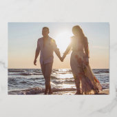 白黒結婚写真の愛と感謝のバラ 箔招待状 (裏面)