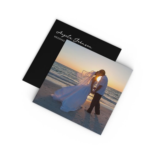 白黒結婚写真 スクエア名刺