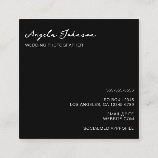 白黒結婚写真 スクエア名刺 (裏面)