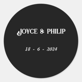 白黒結婚夫婦の氏名及び年月日 ラウンドシール