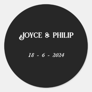 白黒結婚夫婦の氏名及び年月日 ラウンドシール