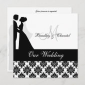 白黒結婚夫婦結婚式招待状 招待状 (正面/裏面)