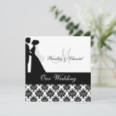 白黒結婚夫婦結婚式招待状 招待状 (スタンド正面)