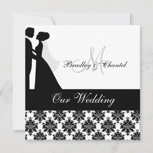 白黒結婚夫婦結婚式招待状 招待状 (正面)