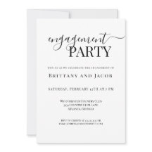 白黒結婚婚約パーティ招待状