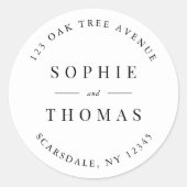 白黒結婚差出人住所モダン ラウンドシール (正面)