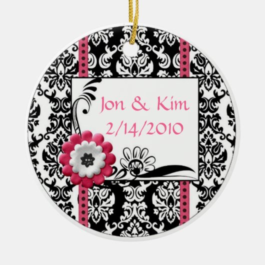 白黒結婚式の引き出物オーナメント セラミックオーナメント (正面)