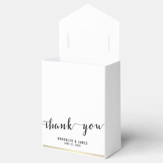 白黒結婚式の引き出物ボックスありがとう金ゴールド フェイバーボックス (オープン)