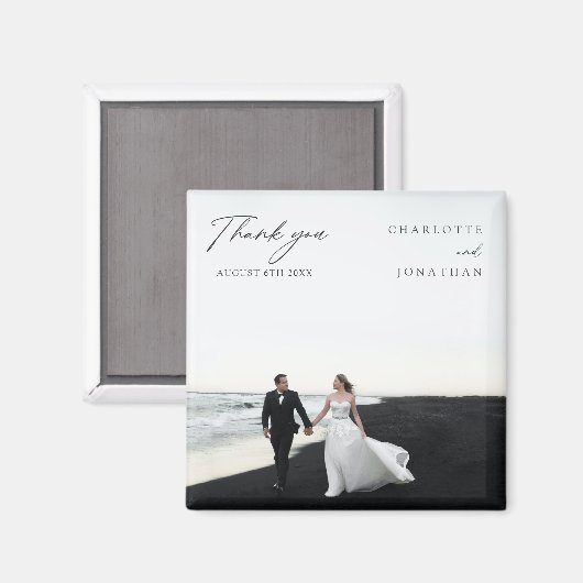白黒結婚式の引き出物モダンありがとう マグネット (正面/裏面)