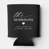 白黒結婚式の引き出物モノグラム名ハート 缶クーラー (裏面)