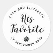 白黒結婚式の引き出物ラベルとシール ラウンドシール (正面)