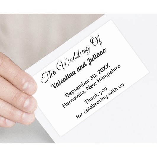 白黒結婚式の引き出物四角形シール 長方形シール