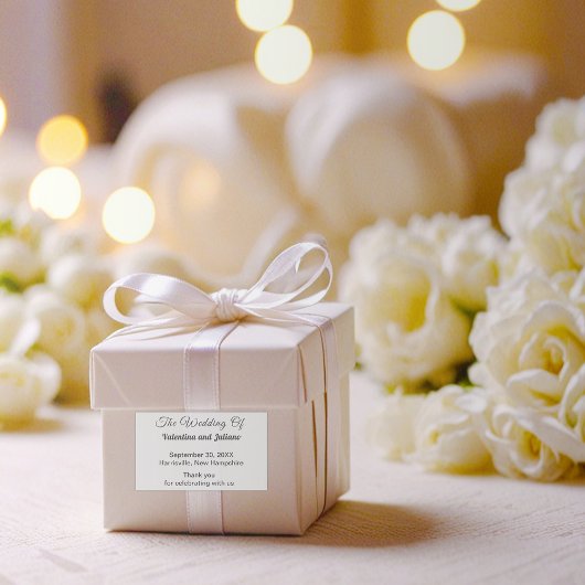 白黒結婚式の引き出物四角形シール 長方形シール