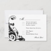 白黒結婚式の応答カード 出欠カード (裏面)