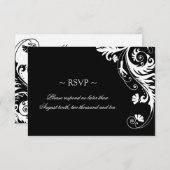 白黒結婚式の応答カード 出欠カード (正面/裏面)