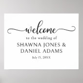 白黒結婚式の歓迎サイン ポスター (正面)