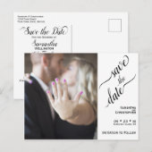 白黒結婚式のSave the Date写真 ポストカード (正面/裏面)