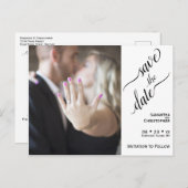 白黒結婚式のSave the Date写真 ポストカード (正面/裏面)