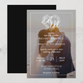 白黒結婚式招待状と写真 招待状 (正面/裏面)