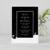 白黒結婚式招待状写真テンプレート 箔シーズンカード (立ち正面)