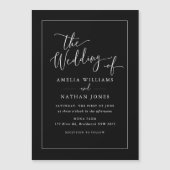 白黒結婚式招待状冷蔵庫用マグネット マグネット招待状 (正面)