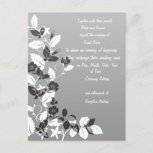 白黒結婚式招待状 インビテーションポストカード (正面)