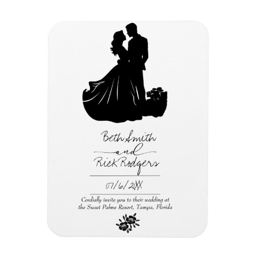 白黒結婚式招待状 マグネット (縦)