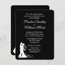白黒結婚式招待状