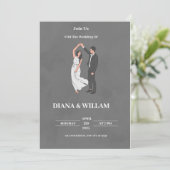 白黒結婚式招待状 招待状 (スタンド正面)