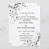 白黒結婚式招待状 招待状 (正面/裏面)